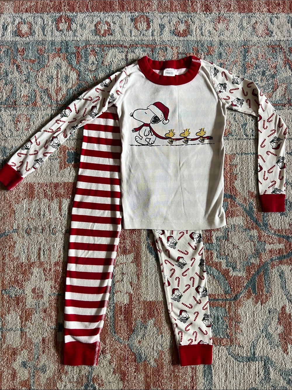 Hanna Andersson Red & White Snoopy Holiday Pajama Set Kids Size 6-7